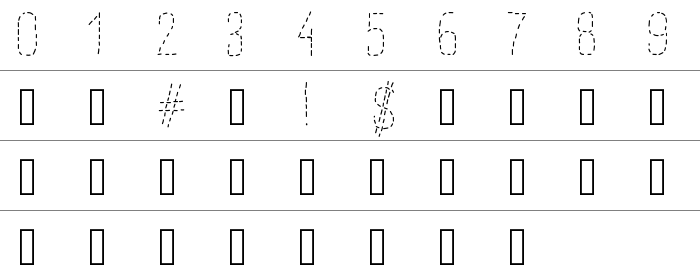 PW Dotted Font Rakam ve İşaretler